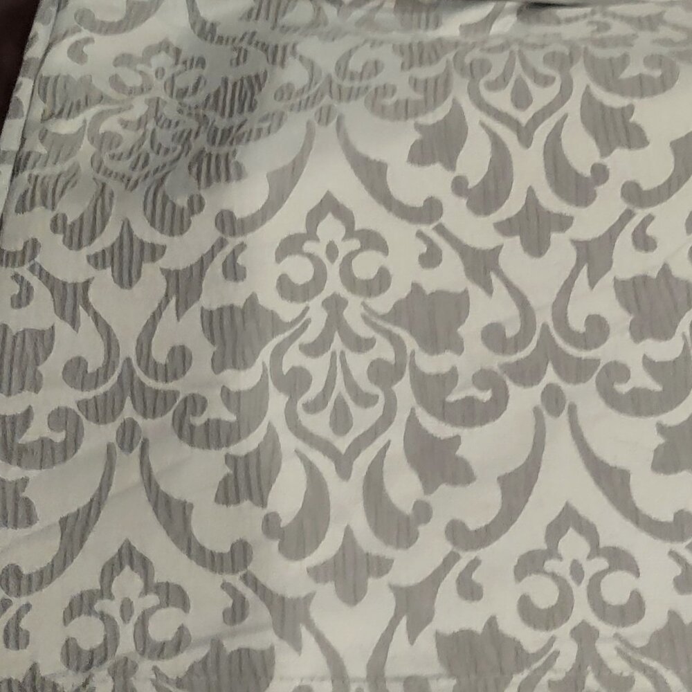 Set of 2 Charisma Window Curtain Panels Gray Damask; Wide Back-Tabs 54x96" NWOB
